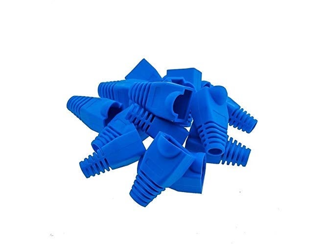 RIVER FOX ® Cat5E Cat6 Rj45 Plugs Ethernet Network Cable Strain Relief Socket Boots Caps RJ-45 Connector Silicone Cap (Blue) (Pack of 50) - Image 1