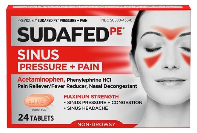 Sudafed أقراص PE Sinus Congestion ذات القوة القصوى غير المسببة للنعاس ومزيلة للاحتقان - 24 قرصًا - Image 1
