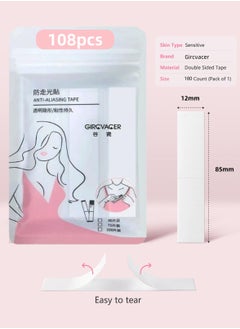 Generic 108pcs Fashion Invisible Anti-Slip Stickers, All-Day Strength Adhesive Tape for Clothes, Clear Tape for Sensitive Skin, Sweatproof & Waterproof, Multi-Purpose Garment Fixing Tape  - Image 1