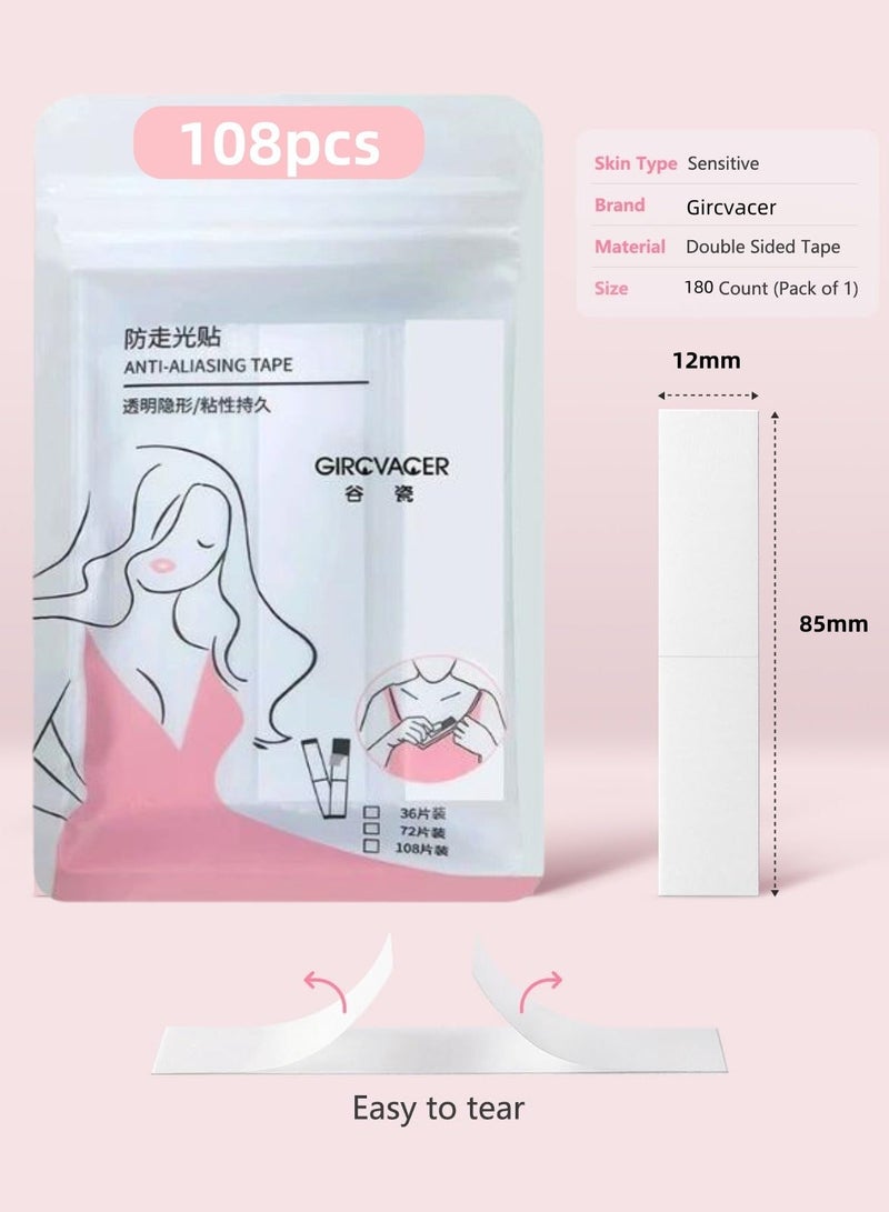 108pcs Fashion Invisible Anti-Slip Stickers, All-Day Strength Adhesive Tape for Clothes, Clear Tape for Sensitive Skin, Sweatproof & Waterproof, Multi-Purpose Garment Fixing Tape - Image 4