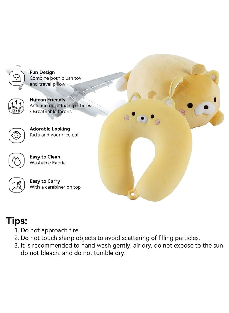 CMGTYYD. وسادة السفر للأطفال، وسادة السفر 2 في 1 للأطفال، وسادة سفر للأطفال، وسادة الرقبة والرقبة الناعمة والرائعة على شكل دب حيوانات تتحول إلى وسادة رقبة على شكل حرف U لتوفير الراحة أثناء رحلات الطائرة والسيارة والقطار والحافلة - Image 3
