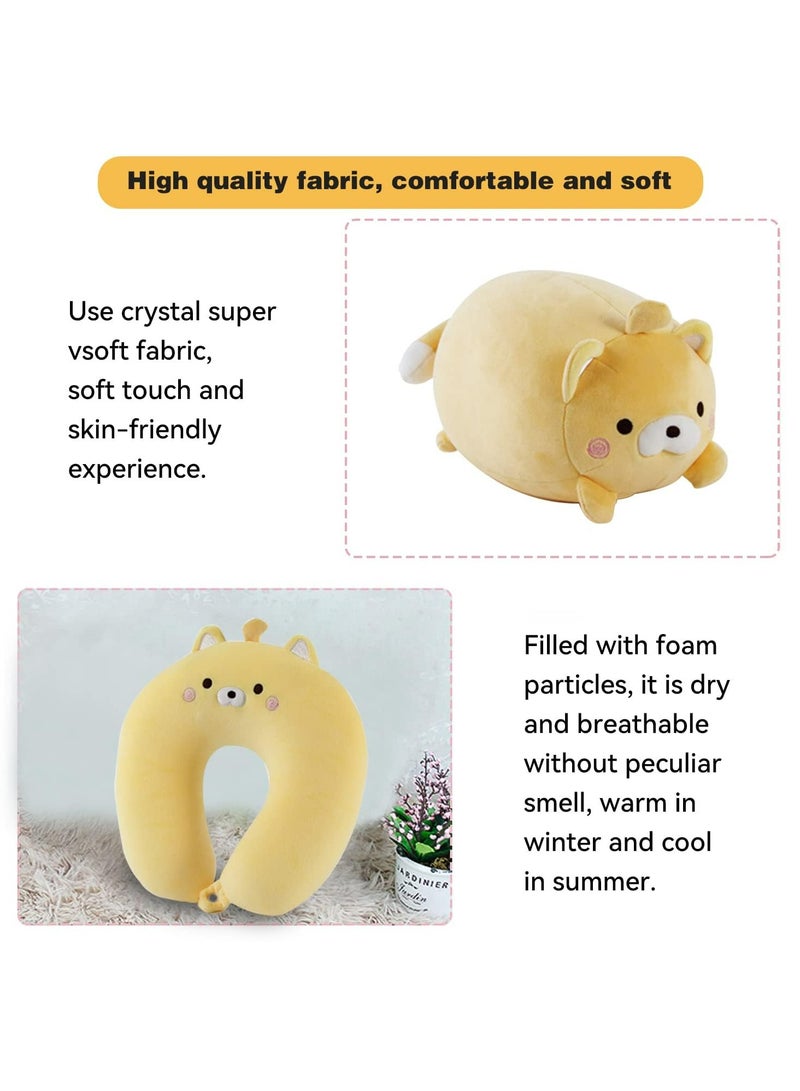 CMGTYYD. وسادة السفر للأطفال، وسادة السفر 2 في 1 للأطفال، وسادة سفر للأطفال، وسادة الرقبة والرقبة الناعمة والرائعة على شكل دب حيوانات تتحول إلى وسادة رقبة على شكل حرف U لتوفير الراحة أثناء رحلات الطائرة والسيارة والقطار والحافلة - Image 4