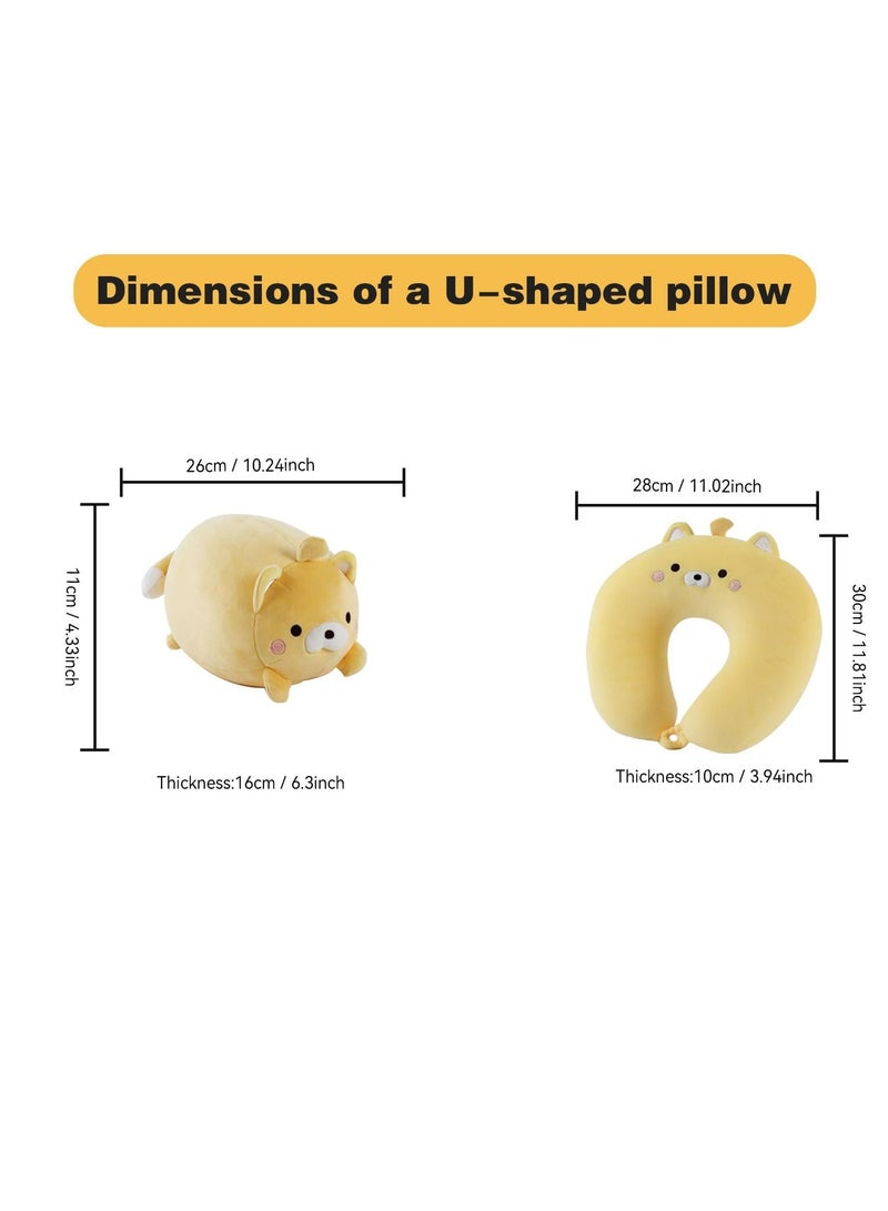 CMGTYYD. وسادة السفر للأطفال، وسادة السفر 2 في 1 للأطفال، وسادة سفر للأطفال، وسادة الرقبة والرقبة الناعمة والرائعة على شكل دب حيوانات تتحول إلى وسادة رقبة على شكل حرف U لتوفير الراحة أثناء رحلات الطائرة والسيارة والقطار والحافلة - Image 5