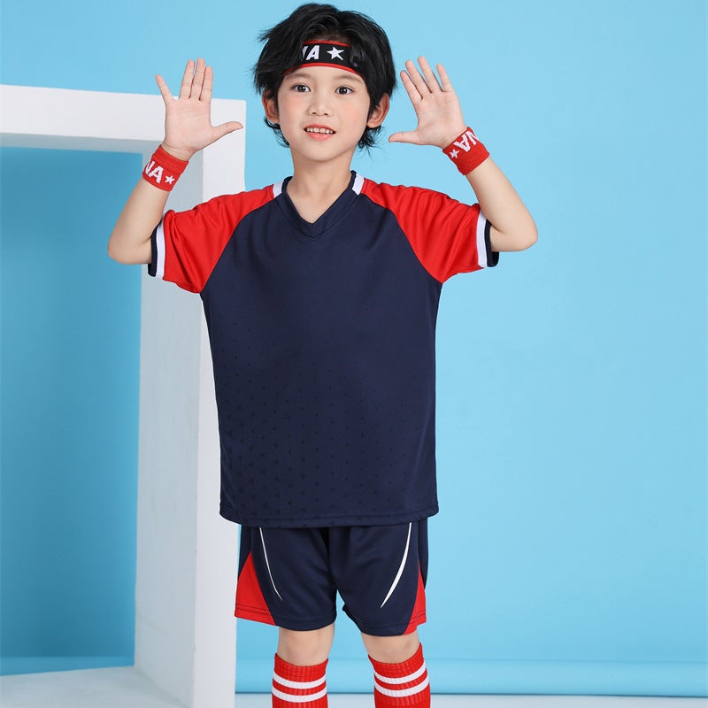 Primary School Students' Football Team Uniforms, Short-Sleeved Uniforms, Children'S Badminton Uniforms, Volleyball Uniforms, Soldier Uniforms, Jerseys With Printed Quick-Drying - Image 1