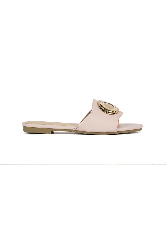 Cuple Slip-on Gold plated slide Flat Sandals