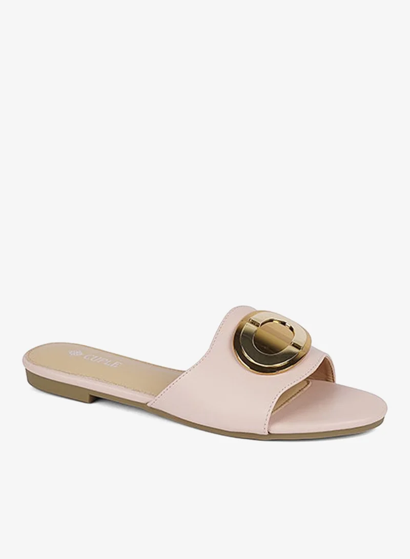 كابلي صندل مسطح منزلق مذهب وسهل الارتداء