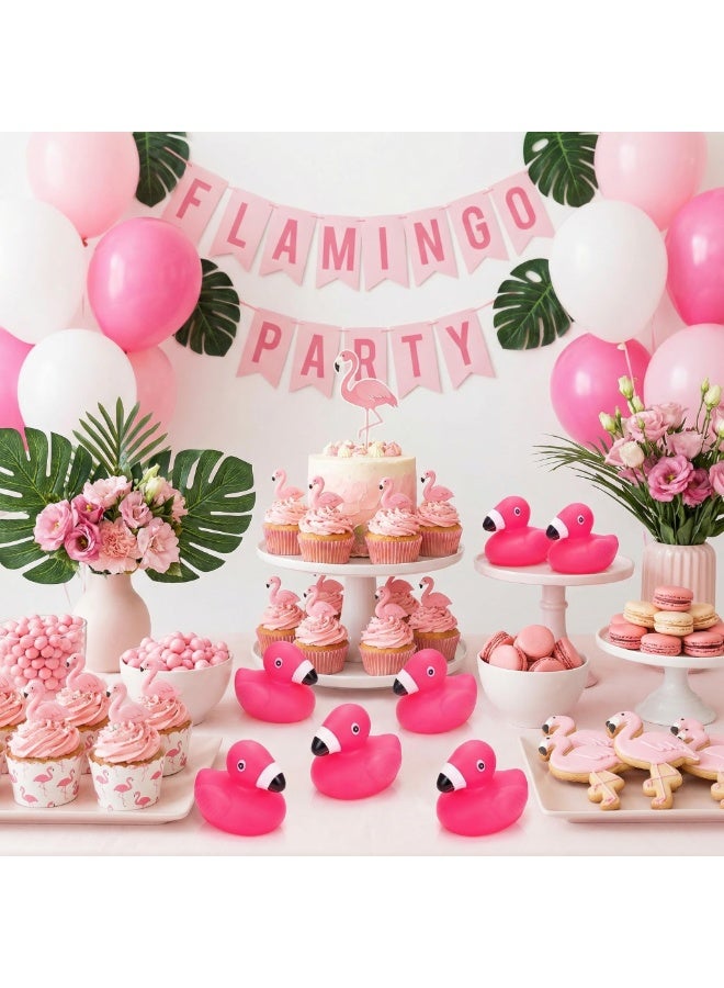 20 Pieces Flamingo Rubber Ducks Bulk, Skin Color Flamingo Bath Toys, Cute Floating Squeaky Bathtub Ducks for Baby Shower, Birthday Party, Cake Decoration, Classroom Prizes - Image 4