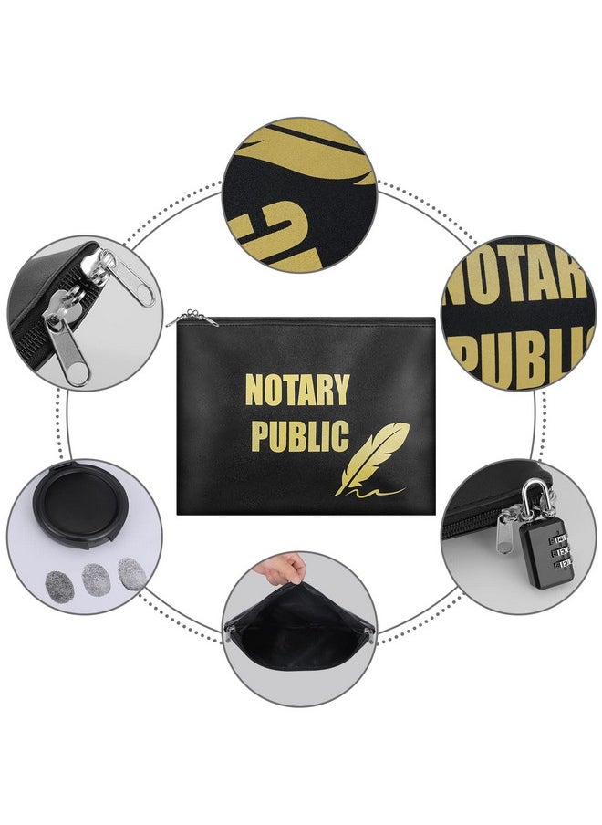 Junkin - Notary Bag And Lock Fingerprint Ink Pad Kit Black Waterproof Notary Bag Notary Public Locking Bag Security Bag 2 Thumbprint Ink Pads Notary Supplies Kit Metal Combination Lock(4 Pack) - Image 1