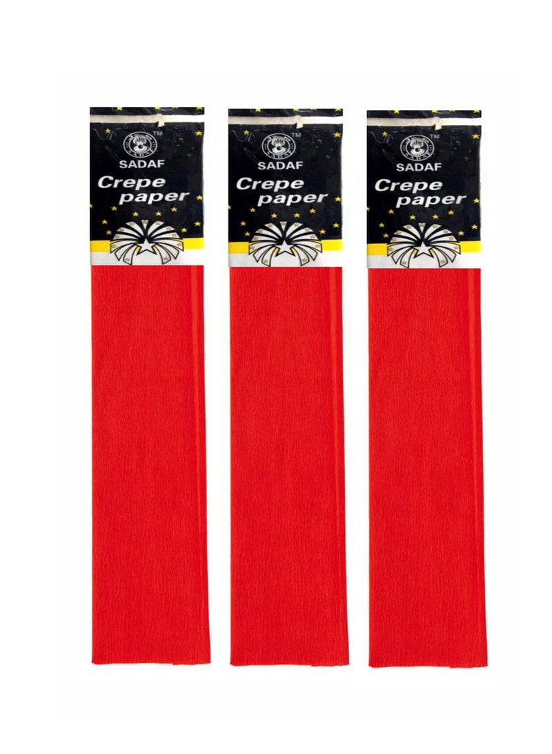Sadaf Crepe Paper For Art Red Colour 50x200cm Size (Pack of 3) - Image 2