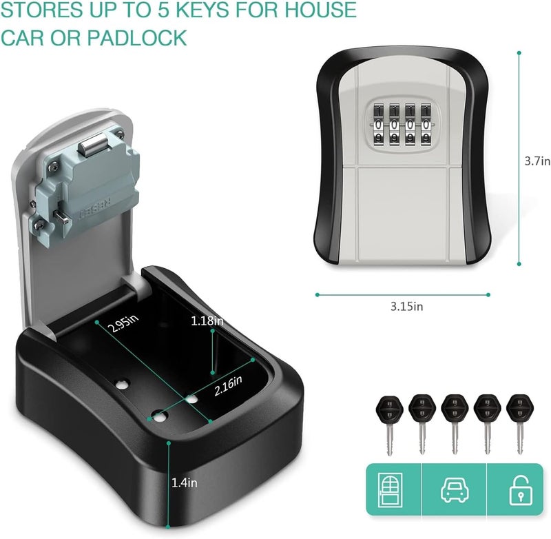LINJIE Key Lock Box,Waterproof Combination Lockbox,4-Digit Combination Key Box,Suitable For School/Office/Car Keys - Image 2