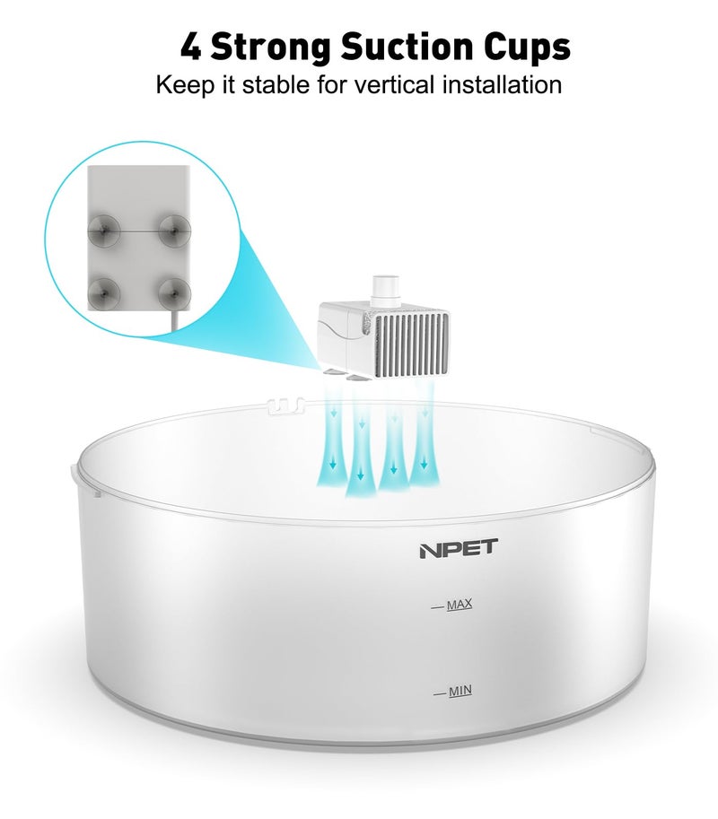 NPET DF10 Dog Water Fountain, 170oz/1.3Gallon/5L Large Automatic Pet Water Dispenser Cat Water Fountain with Cleaning Kit, Replacement Filter for Cat, Dogs, Multiple Pets (Replacement Pump) - Image 3