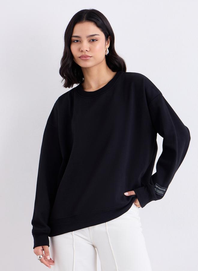 Styli Women Oversized Sweatshirt with Badge Detail - Image 3