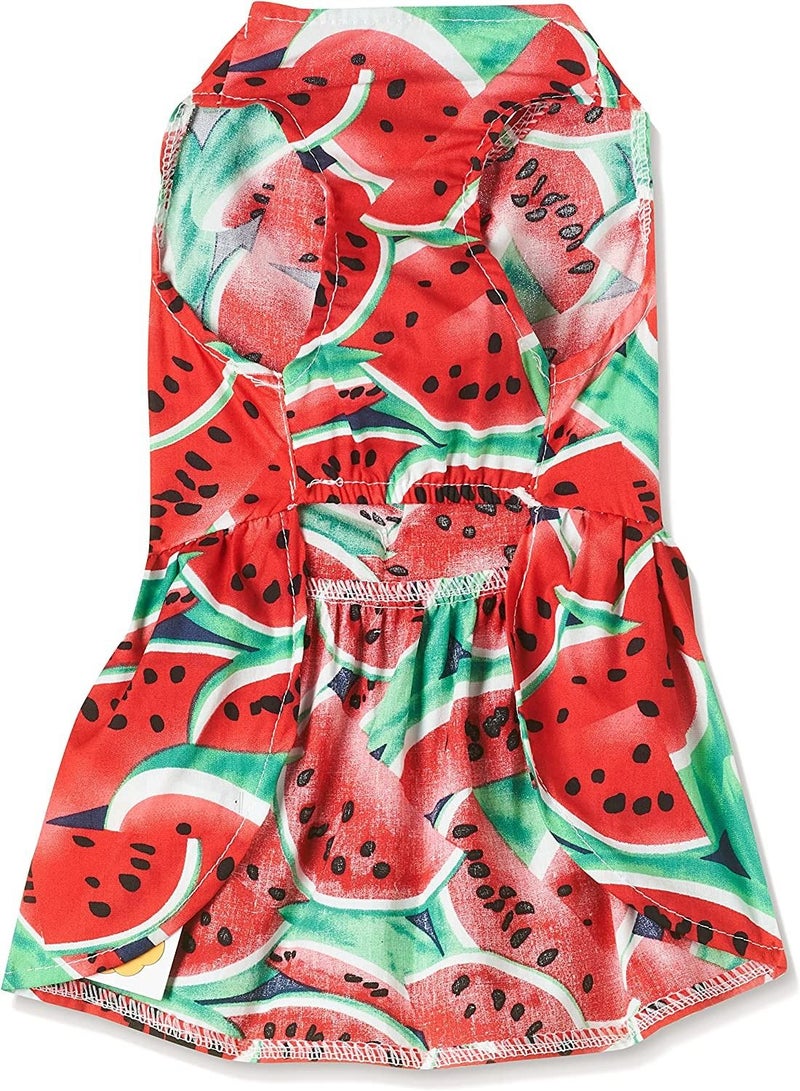 Ohana Spring Wear Frocks Red Watermelon Print Frock With A Big Red Satin Bow For Cats And Dogs Medium Size - Image 2