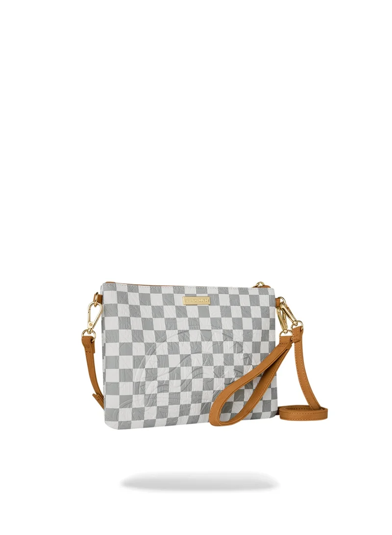 سبراي جراوند GRAFF EMBOSSED CREAM CHECK CROSSOVER CLUTCH