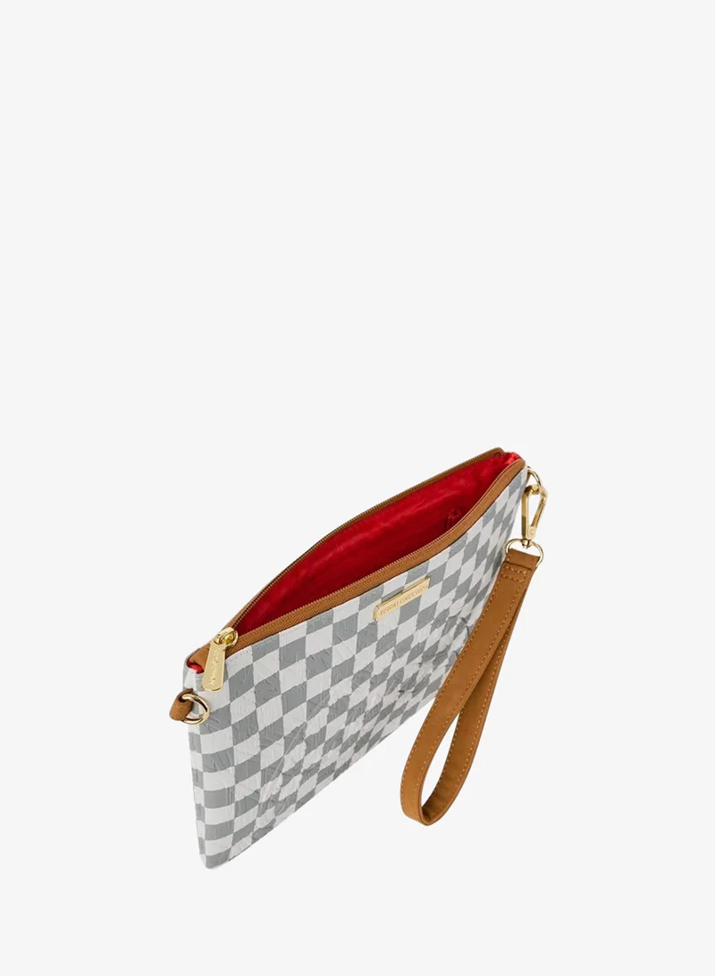 Sprayground  GRAFF EMBOSSED CREAM CHECK CROSSOVER CLUTCH for Men | Best Price UAE