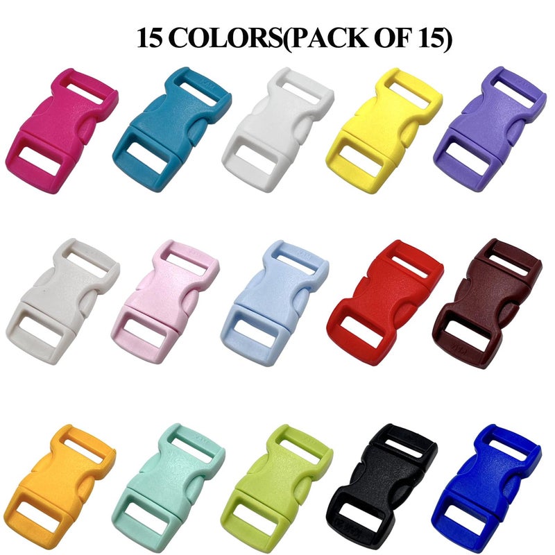 honigo 15 PCS 3/8 Inch Plastic Curved Buckle 15 Colors Quick Side Release Arched Buckle Heavy Duty Plastic Replacement for Paracord accessories,Dog Collar Clips,Sewing Accessories - Image 4