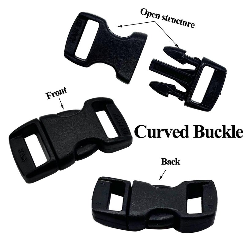 honigo 15 PCS 3/8 Inch Plastic Curved Buckle 15 Colors Quick Side Release Arched Buckle Heavy Duty Plastic Replacement for Paracord accessories,Dog Collar Clips,Sewing Accessories - Image 5