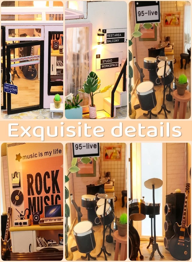 Spilay DIY Miniature Dollhouse Kit with Wooden Furniture,DIY Dollhouse Kit with Dust Proof and Music Movement,1:24 Scale Creative Room for Romantic Valentine's Gift(Time Studio) - Image 3