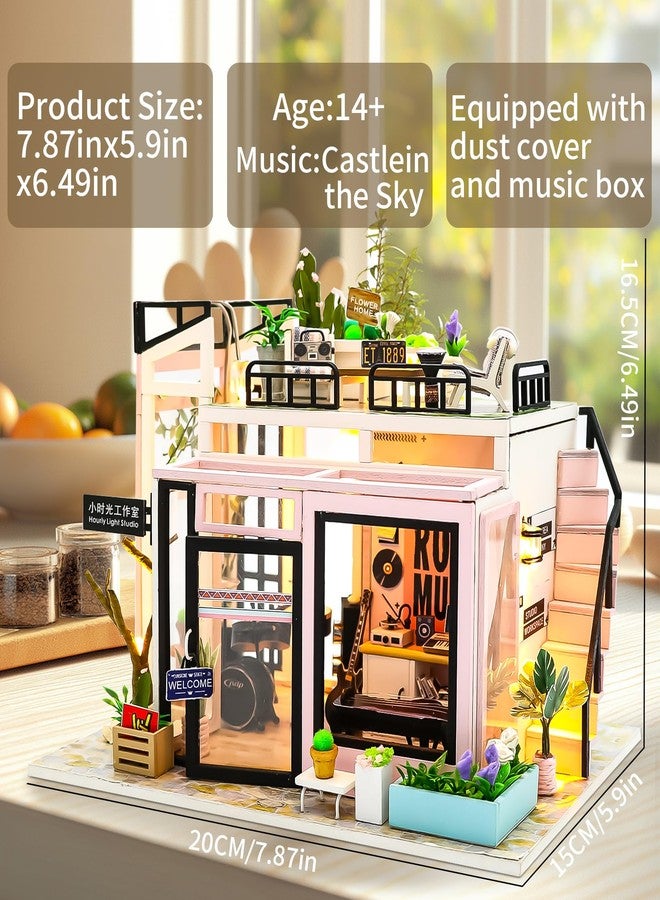 Spilay DIY Miniature Dollhouse Kit with Wooden Furniture,DIY Dollhouse Kit with Dust Proof and Music Movement,1:24 Scale Creative Room for Romantic Valentine's Gift(Time Studio) - Image 5