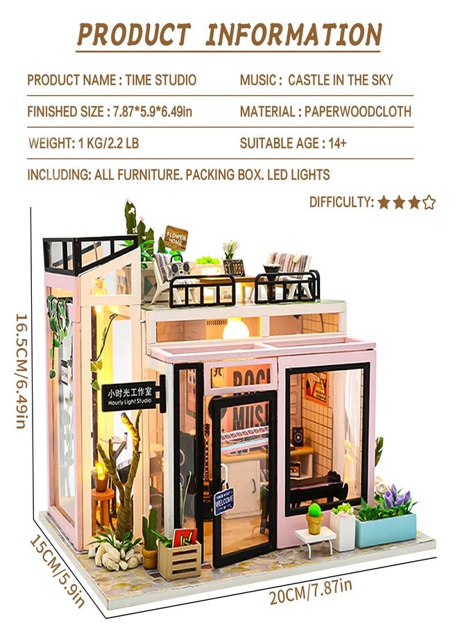 Spilay DIY Miniature Dollhouse Kit with Wooden Furniture,DIY Dollhouse Kit with Dust Proof and Music Movement,1:24 Scale Creative Room for Romantic Valentine's Gift(Time Studio) - Image 2