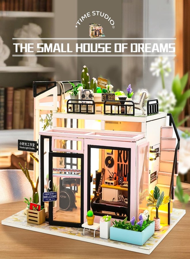 Spilay DIY Miniature Dollhouse Kit with Wooden Furniture,DIY Dollhouse Kit with Dust Proof and Music Movement,1:24 Scale Creative Room for Romantic Valentine's Gift(Time Studio) - Image 4