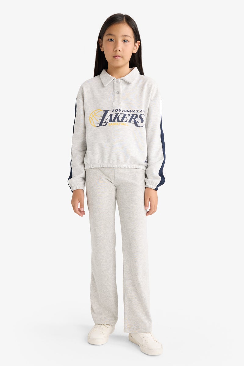 DeFacto Grey Girl Girl NBA Los Angeles Lakers Relax Fit Polo Sweatshirt Casual - Image 2