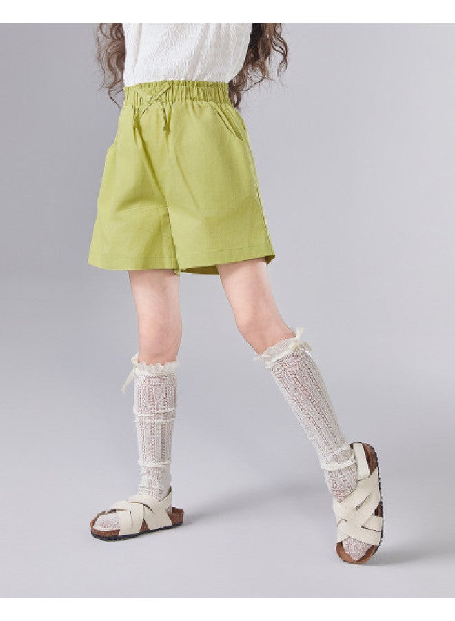 DEESHA Sweet Floral Waistband Outerwear Shorts】girls' Size 25 Summer/fall Mid-older Kids' Casual Pants - Image 1
