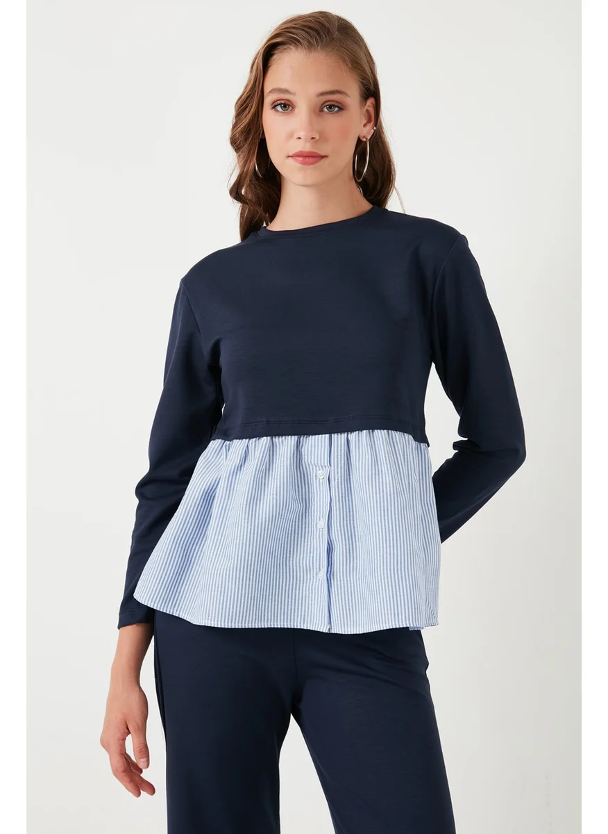 ليلا Crew Neck Shirt Oversize Fit Oysho Fabric Sweat Women's Sweat 5865880