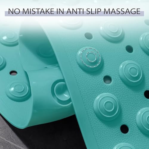 JUGTE Anti Skid Mat for Bathroom Floor Shower mats for Bathroom Anti Slip with Foot Scrubber Bath mat Anti Slip with Suction Cups & Drain Holes (70x35 Cm) (Green) - Image 4