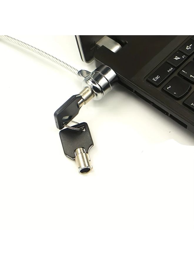 Laptop Lock With Anti-Loss Security Device Silver Color Simple Portable Key Lock 1.1 Meter Cable - Image 1