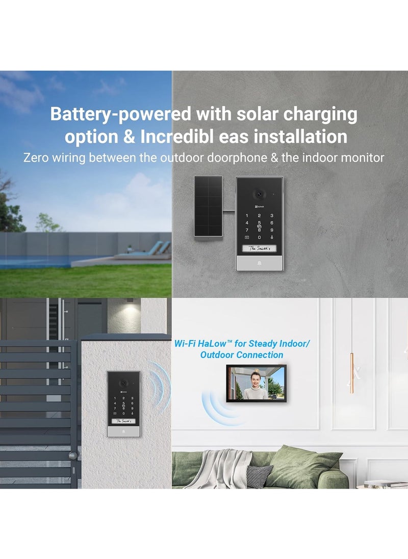 EZVIZ Battery Video Door Intercom with Solar Panel, 2K Intercom with Camera, 7 Inch Colour Touch Screen and 2-Way Audio, Dual Band, Door Intercom Supports Password, HaLow Connection, EP7  - Image 2