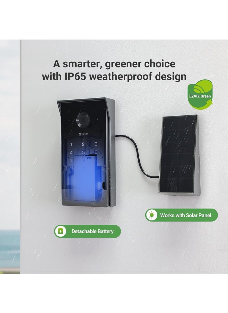 EZVIZ Battery Video Door Intercom with Solar Panel, 2K Intercom with Camera, 7 Inch Colour Touch Screen and 2-Way Audio, Dual Band, Door Intercom Supports Password, HaLow Connection, EP7  - Image 3