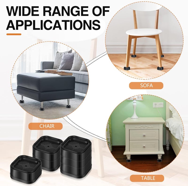 Ecally Store Furniture Risers Adjustable Bed Risers Desk Leg Risers 1.38" Stackable Heavy Duty Bed Lifts Risers Square Bed Raising Blocks for Mattress Table Leg Desk Chair Couch Sofa Dorm (Black,32 Pack) - Image 3