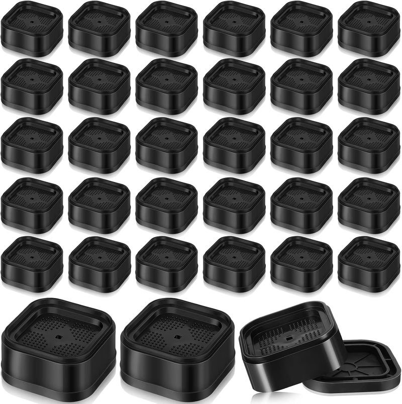 Ecally Store Furniture Risers Adjustable Bed Risers Desk Leg Risers 1.38" Stackable Heavy Duty Bed Lifts Risers Square Bed Raising Blocks for Mattress Table Leg Desk Chair Couch Sofa Dorm (Black,32 Pack) - Image 1