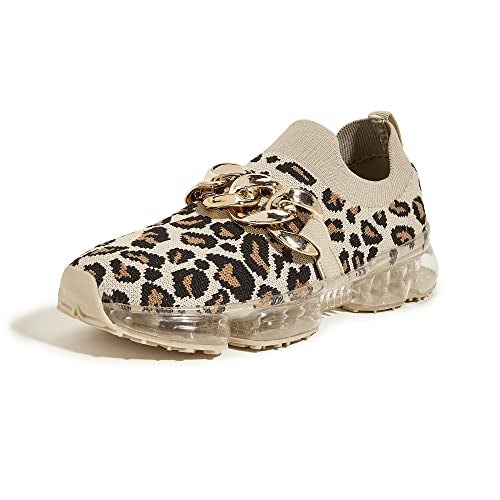 LUCKY STEP Women Air Cushion Fashion Sneakers Breathable Casual Comfortable Lightweight Walking Shoes (Beige/Leopard Chain,8B(M) US) - Image 1