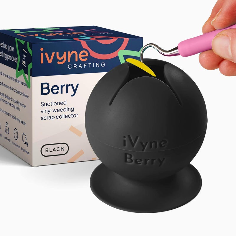 iVyne iVyne Berry Suctioned Vinyl Weeding Scrap Collector  Holder for Weeding Tools for Vinyl  Black 