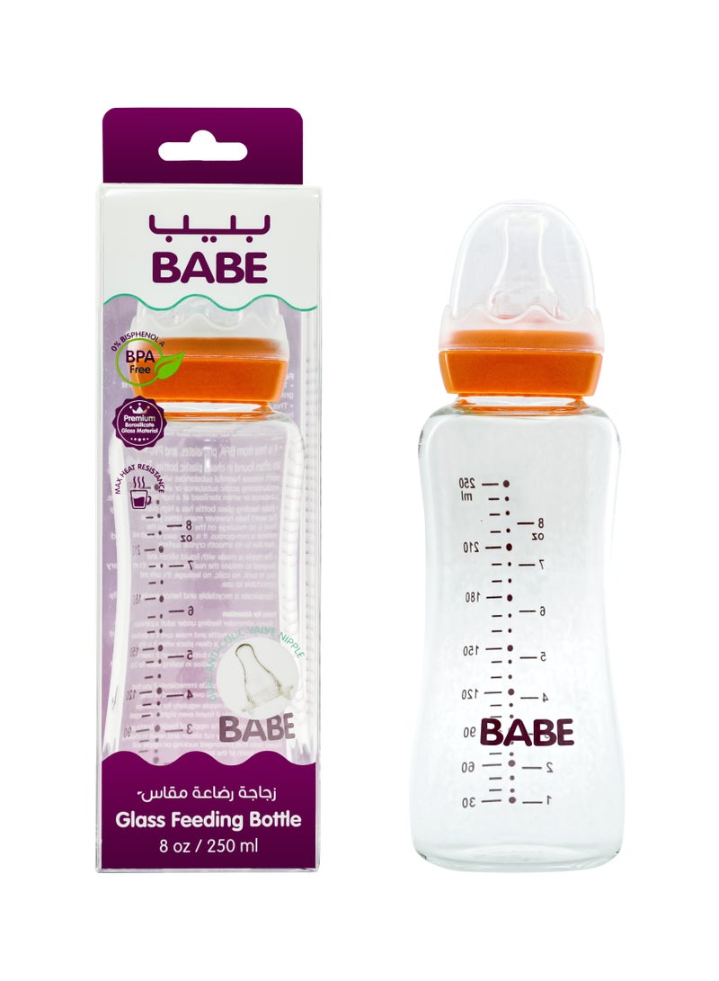 BABE - Baby Premium Glass BPA Free Feeding Bottle, 8oz / 250ml - Image 1