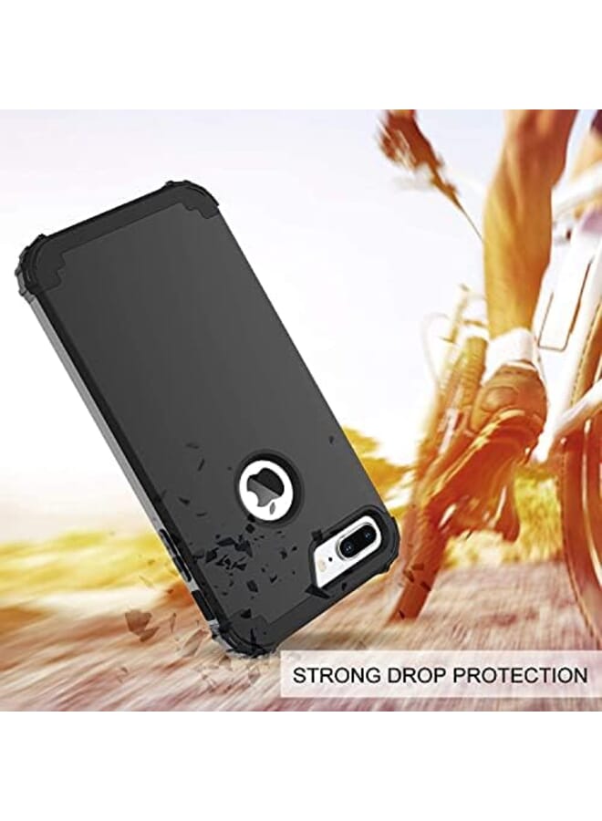 KASTWAVE For Iphone 8 Plus And For Iphone 7 Plus Case 3 In 1 Hybrid Hard Plastic Soft Rubber Heavy Duty Rugged Bumper Shockproof Full Body Protective Phone Cover For Iphone 8 Plus 7 Plus Black - Image 3