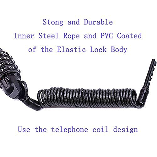 Emoly 5.9 Ft Portable Mini Bicycle Lock, 4 Digit Resettable Combination Coiling Cable Lock for Baby Strollers, Suitcases, Laptop Bags, Black - Image 5