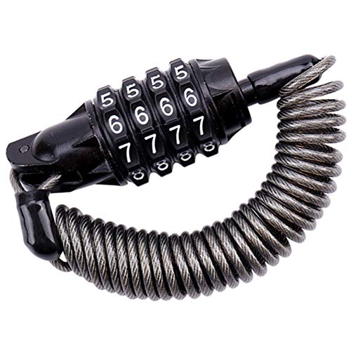 Emoly 5.9 Ft Portable Mini Bicycle Lock, 4 Digit Resettable Combination Coiling Cable Lock for Baby Strollers, Suitcases, Laptop Bags, Black - Image 1