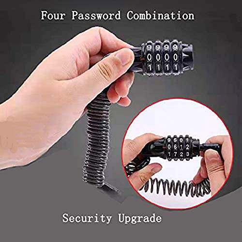 Emoly 5.9 Ft Portable Mini Bicycle Lock, 4 Digit Resettable Combination Coiling Cable Lock for Baby Strollers, Suitcases, Laptop Bags, Black - Image 2
