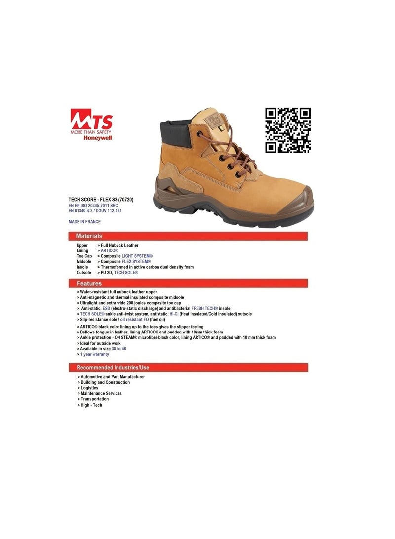 Honeywell MTS By Honeywell Professionals Engineers Leather ESD Protected Safety Shoes, Mesh Breathable Lightweight Comfortable Steel Toe Industrial Construction Slip Resistant Boot (U.E 41 - UK 7)  - Image 1