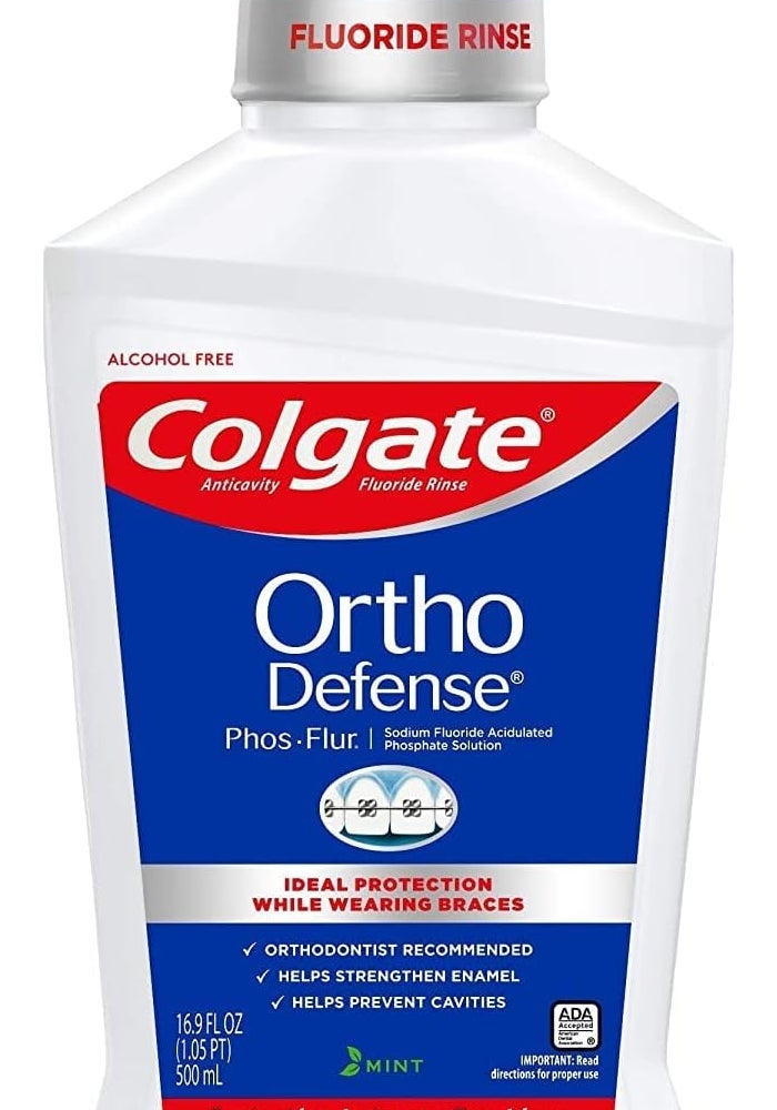 Colgate Ortho Defense Anti-Cavity Fluoride Rinse, Cool Mint, 16.9-Ounce Bottle (Pack of 2) - Image 1