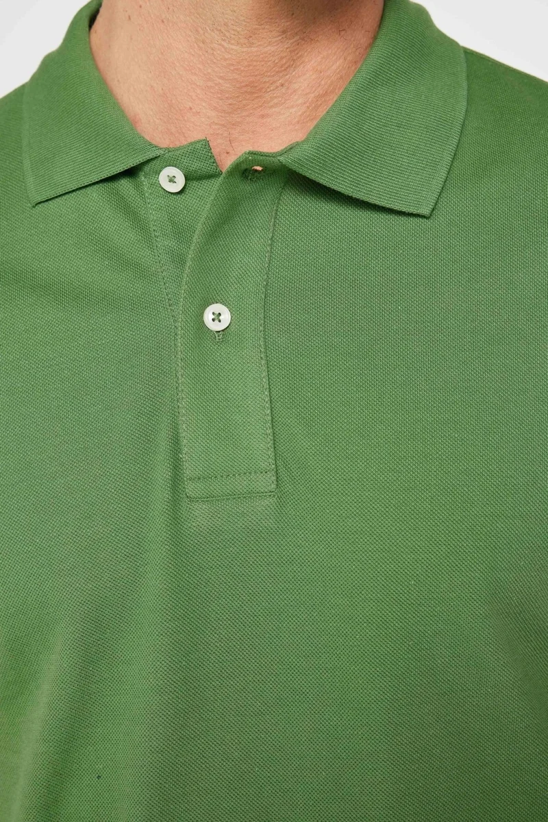 Tudors Men's Slim Fit Narrow Cut Cotton Plain Pique Green Polo Neck T-Shirt