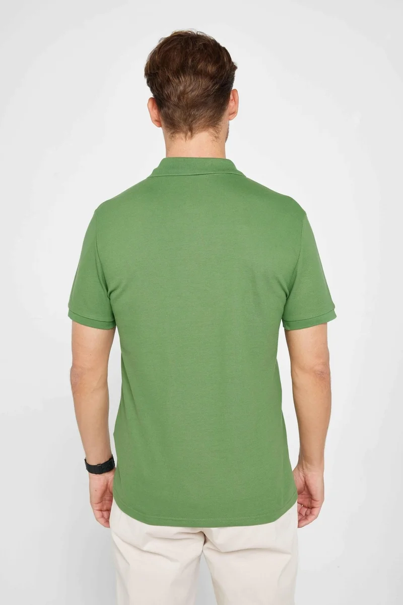 Tudors Men's Slim Fit Narrow Cut Cotton Plain Pique Green Polo Neck T-Shirt