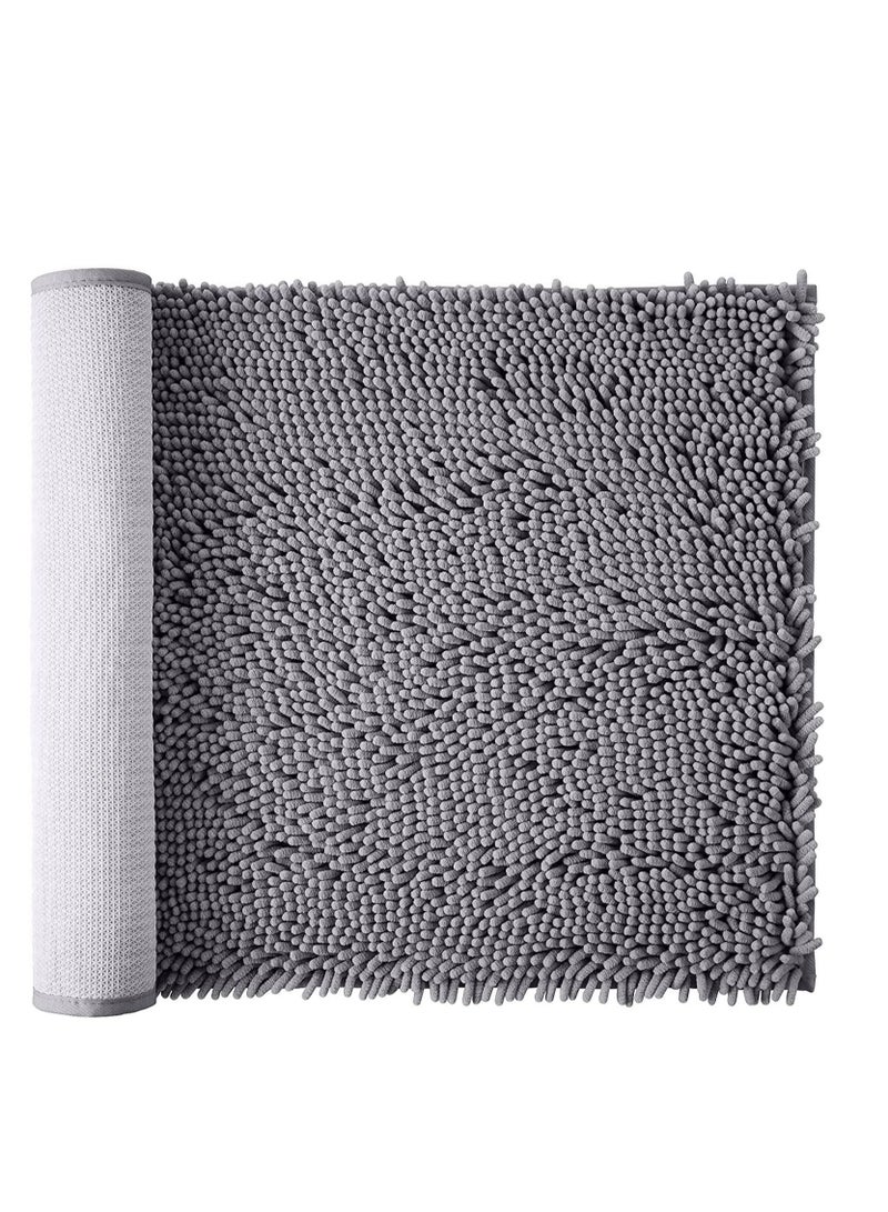 SYOSI Gray Bath Mat Rug, Bathroom NonSlip, Soft Chenille Shower Mats for Bathroom, Super Water Absorbent, Machine Washable, Floor, 15.8 * 23.6 Inches, Grey - Image 1