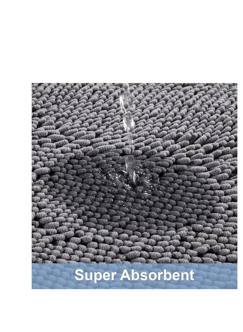 SYOSI Gray Bath Mat Rug, Bathroom NonSlip, Soft Chenille Shower Mats for Bathroom, Super Water Absorbent, Machine Washable, Floor, 15.8 * 23.6 Inches, Grey - Image 3