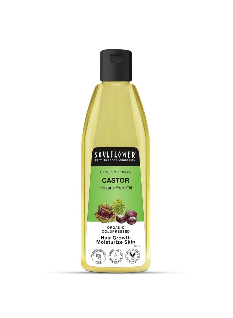 Soulflower Organic Castor Hair Oil 225ml | Cold-Pressed & Clinically Proven for Hair Growth | Stronger Hair, Skin Hydration & Nail Care | 100% Pure & Natural | No Mineral Oil or Parabens - Image 1