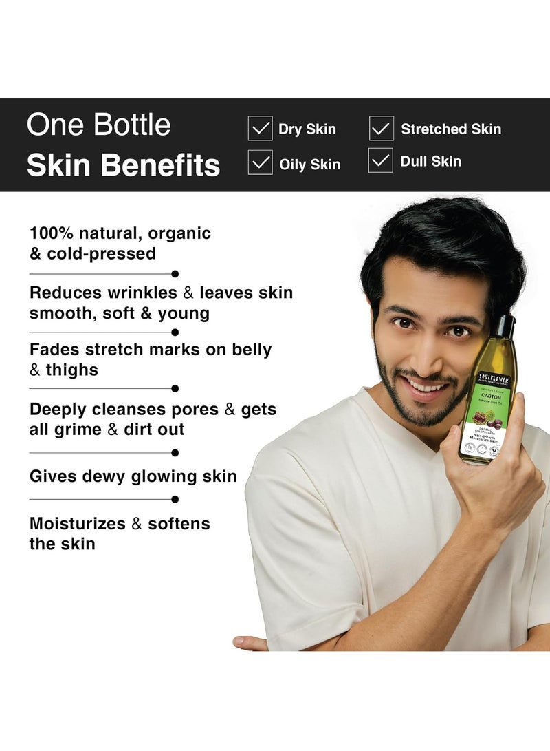 Soulflower Organic Castor Hair Oil 225ml | Cold-Pressed & Clinically Proven for Hair Growth | Stronger Hair, Skin Hydration & Nail Care | 100% Pure & Natural | No Mineral Oil or Parabens - Image 4