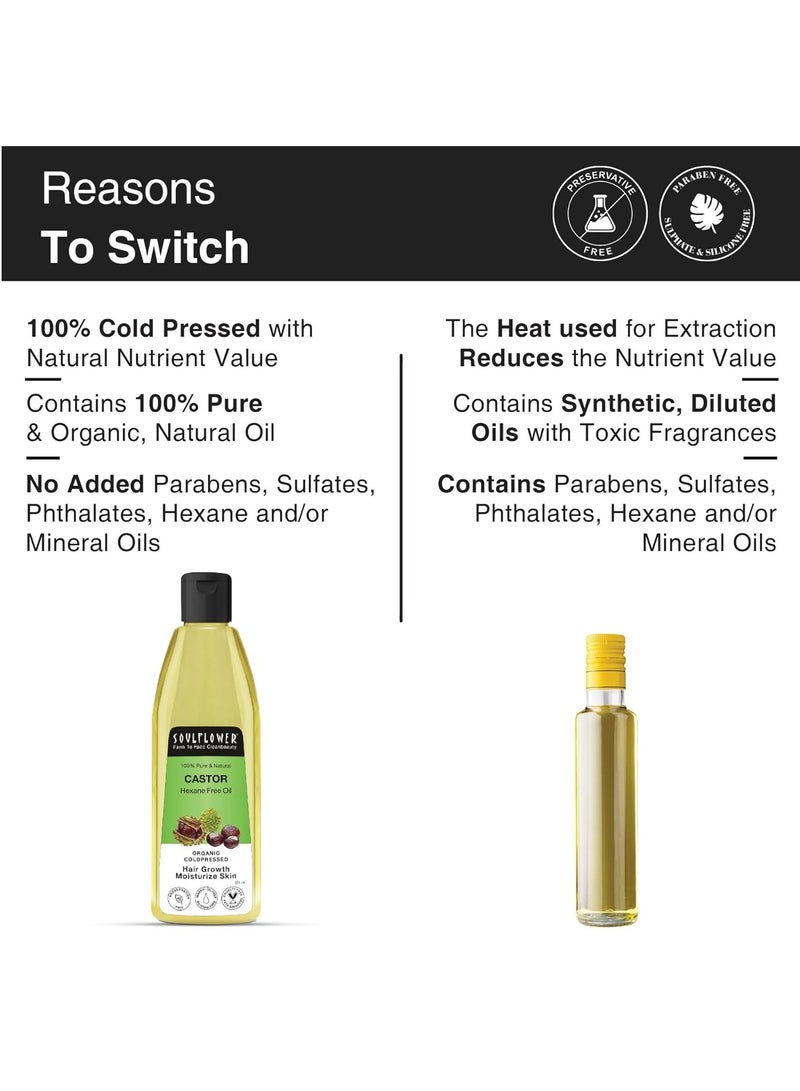 Soulflower Organic Castor Hair Oil 225ml | Cold-Pressed & Clinically Proven for Hair Growth | Stronger Hair, Skin Hydration & Nail Care | 100% Pure & Natural | No Mineral Oil or Parabens - Image 5